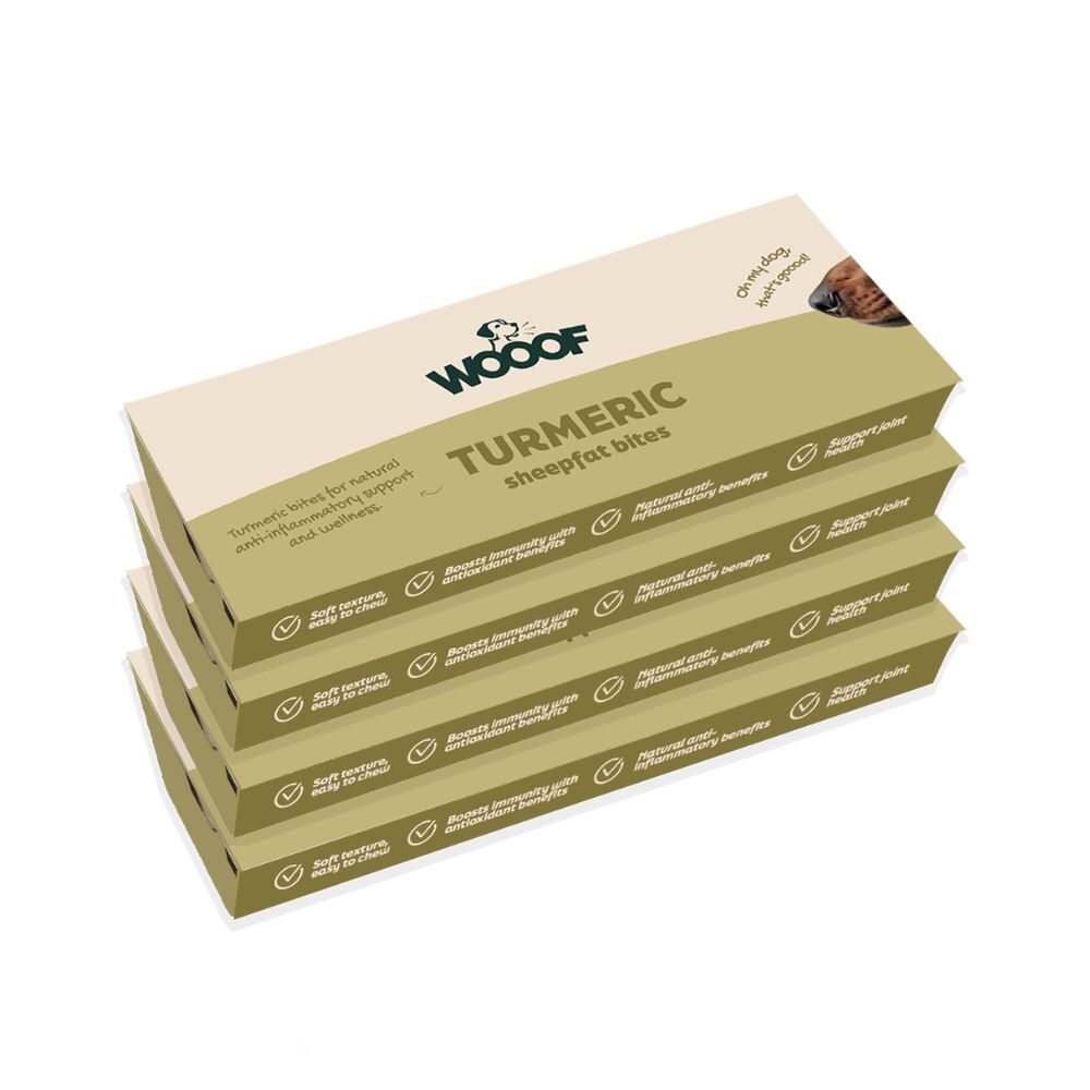 Schapenvet met kurkuma - bites 3 dozen WOOOF schapenvet met kurkuma bites