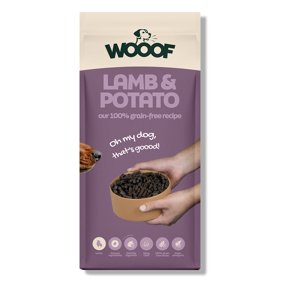 18kg zak WOOOF Lam & Aardappel hondenvoer