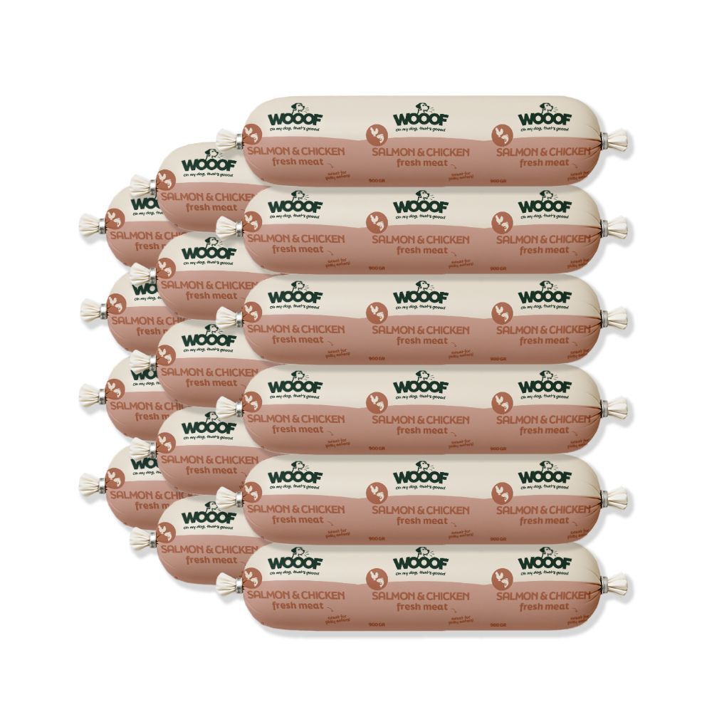 Zalm kip worst 27 kilo gestoomd