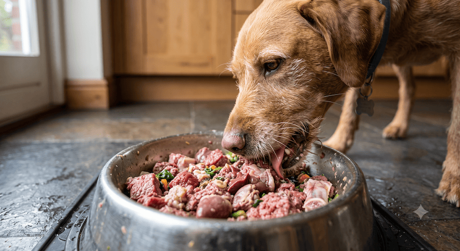 dog, pet, dog food, raw meat, bowl