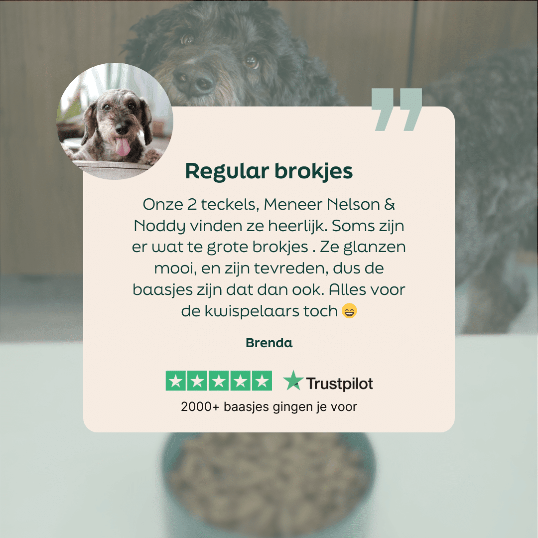 WOOOF Regular geperst hondenvoer 18kg 5 sterren review over WOOOF regular