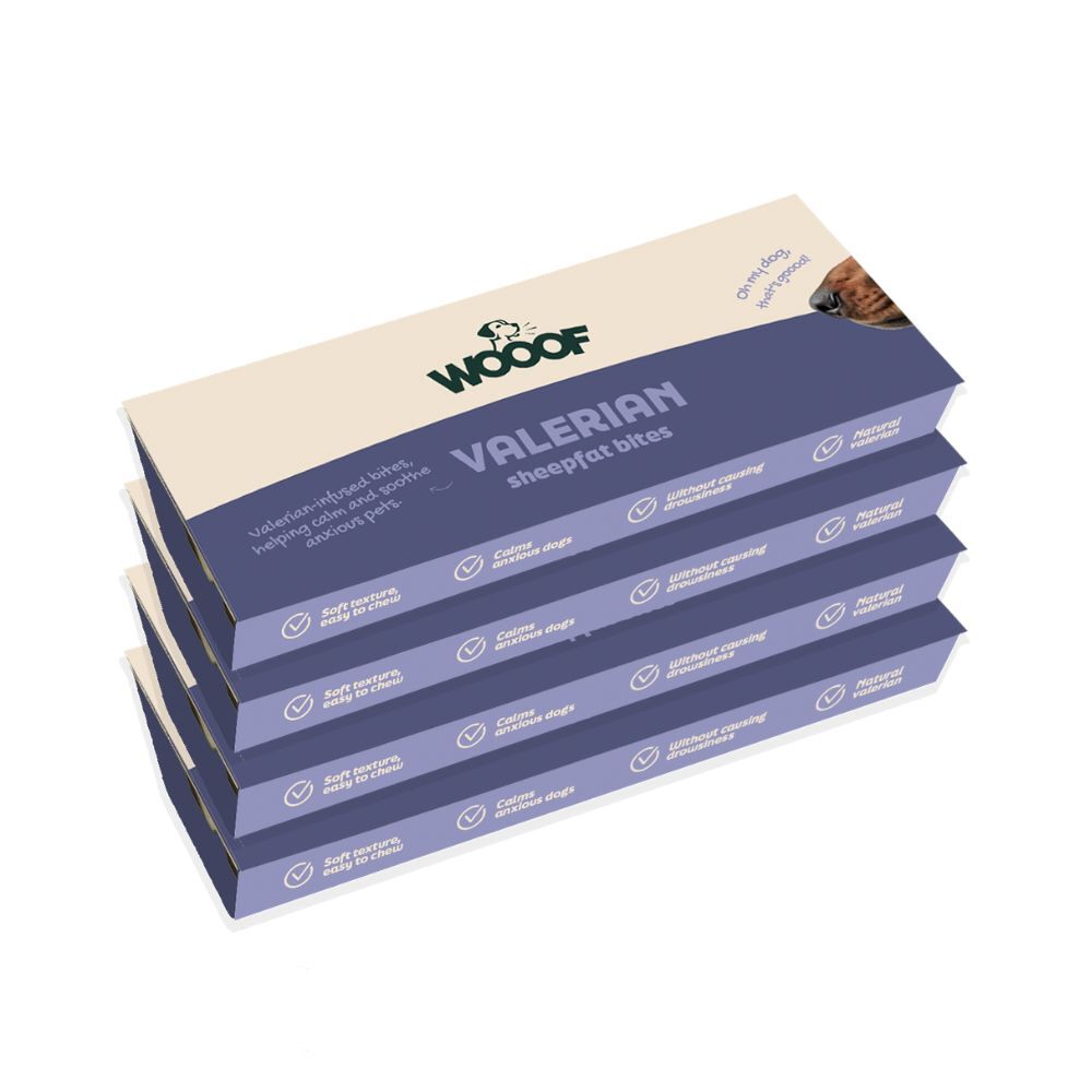 Schafsfett & Baldrian Bites 3 Boxen WOOOF Schaffett-mit-Baldrian-Bites