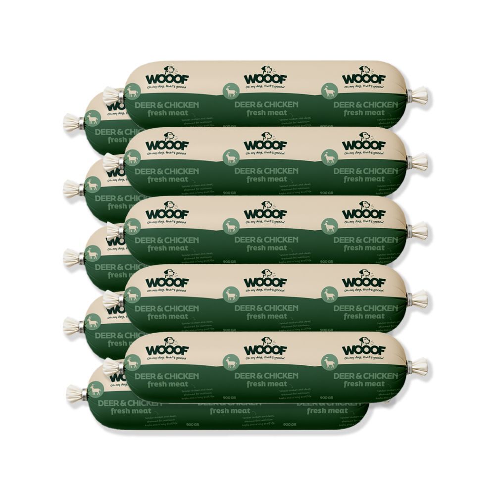 WOOOF Hirsch- und Hühnerwurst Frisch Hirsch/Huhn Wurst 10er Pack 900 g