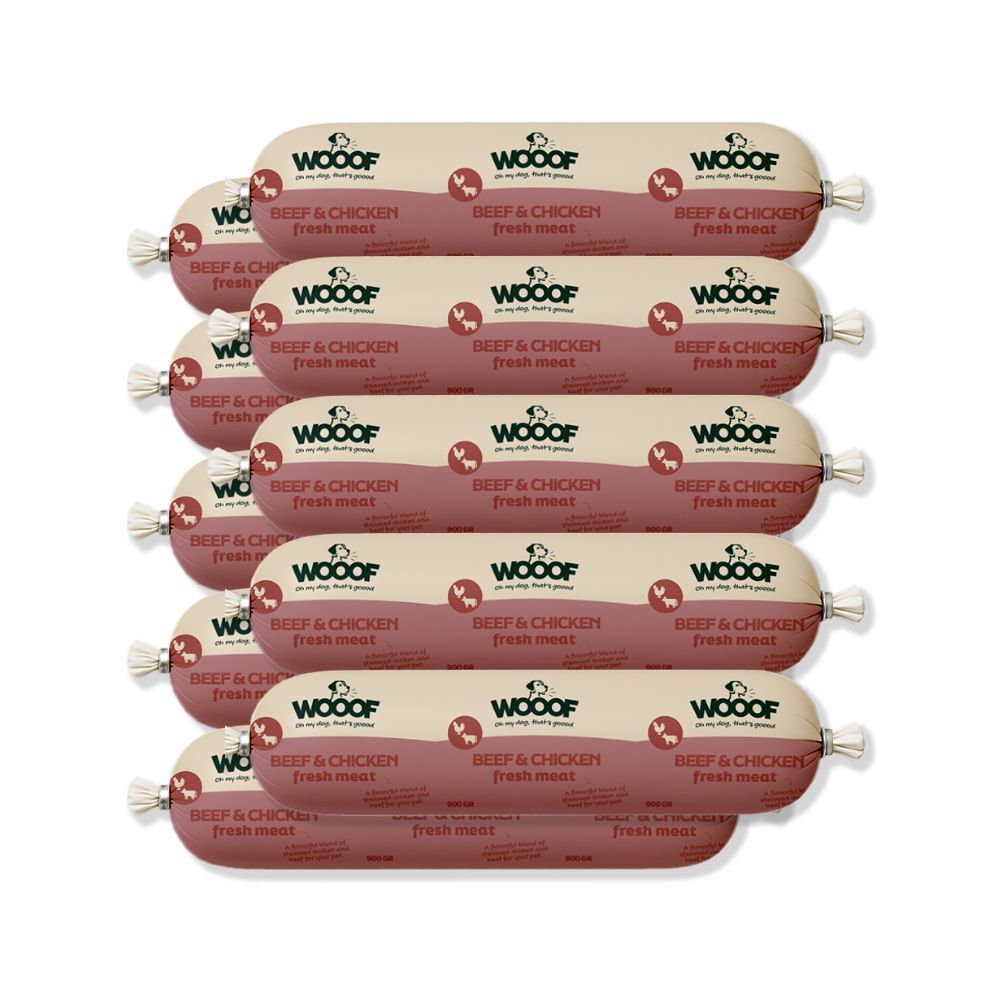 WOOOF Rind- & Hühnerwurst Frisch Huhn/Rind Wurst 10er Pack 900 g