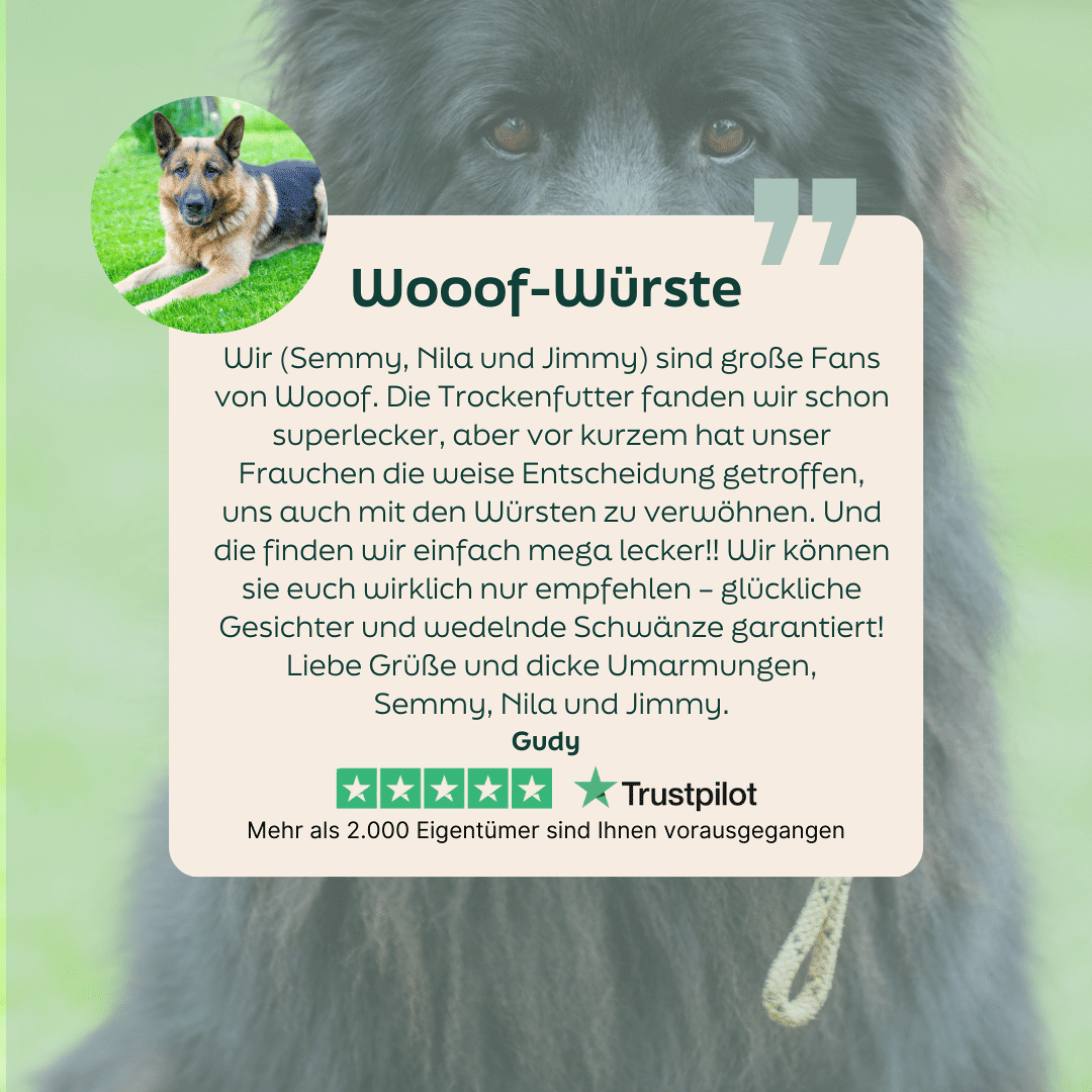 WOOOF Wildschwein & Hühnerwurst Frisch 5-Sterne-Bewertung zu WOOOF Würste