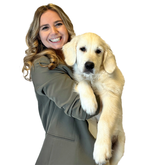 Daphne steht zusammen mit Bürohund Mellow für dich bereit.