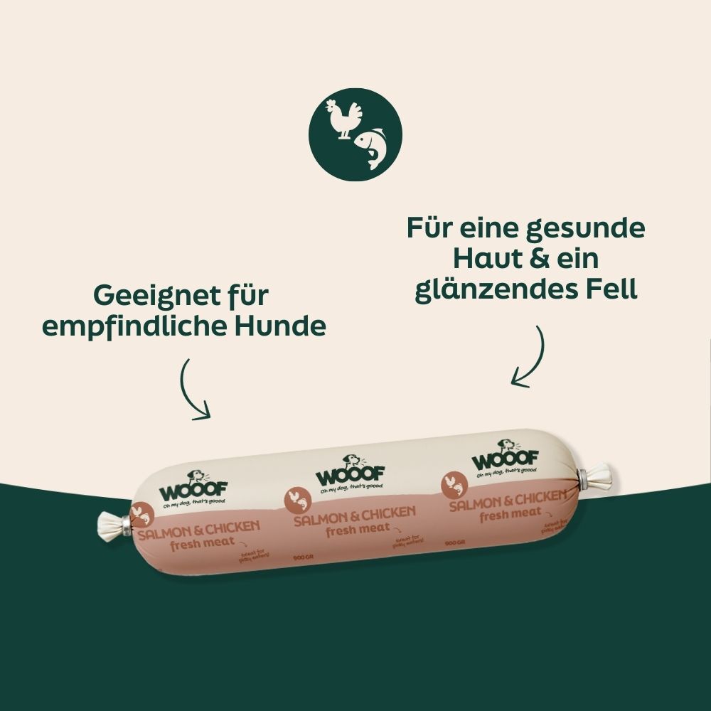 WOOOF Lachs-Hühnerwurst
