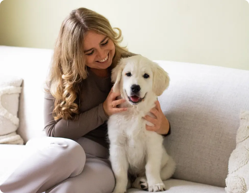 blije puppy met wooof puppyvbrokken