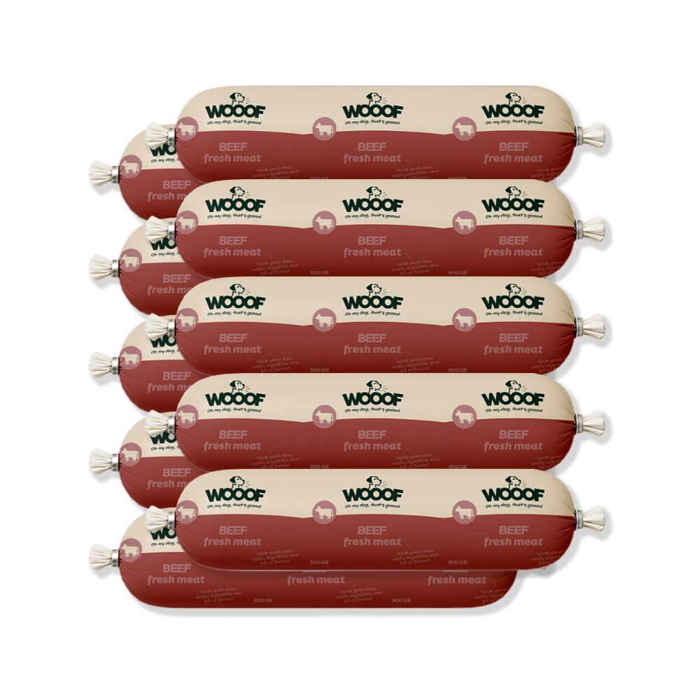 WOOOF Rinderwurst Frisch – Getreidefrei Rind Wurst 10er Pack 900 g