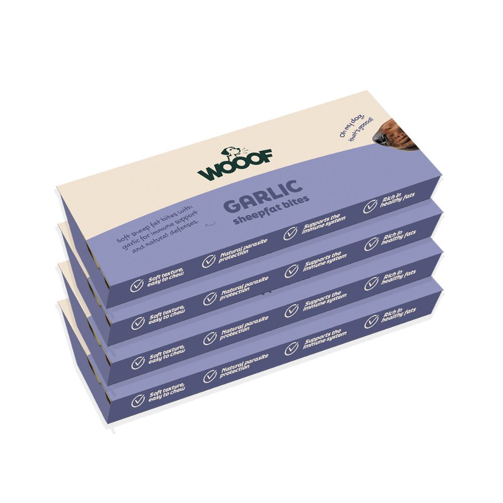 Schafsfett & Knoblauch Bites 3 Boxen WOOOF Schaffett-mit-Knoblauch-Bites